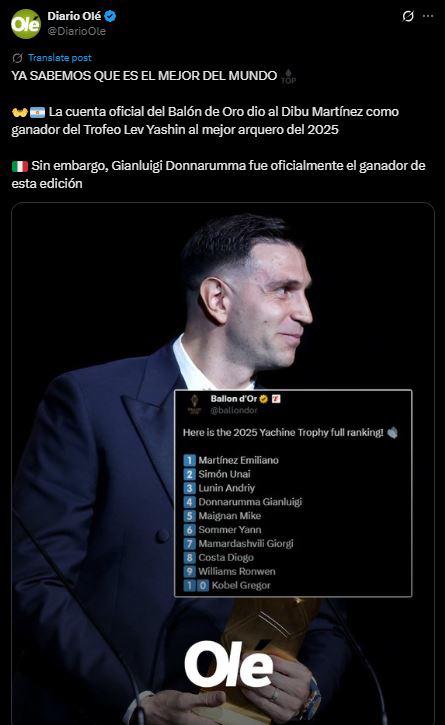 Insólito error en el Balón de Oro: fue anunciado como ganador y estallan las redes