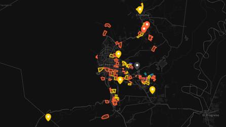 Ilustración del mapa de maras en San Pedro Sula y Choloma.