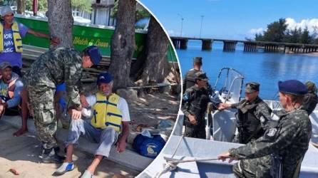 Los hondureños fueron llevados al muelle de la Base Naval de Castilla para recibir asistencia médica.