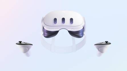 Fotografía cedida por Meta donde se muestran los componentes de Quest 3, su nuevo set de gafas y auriculares de realidad virtual (VR).
