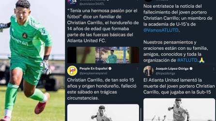 El joven futbolista hondureño Christian Carillo, quien milita en la Sub-15 del Atlanta United, murió tras sufrir un accidente automovilístico e inmediatamente la consternación en las redes sociales no se han hecho esperar.