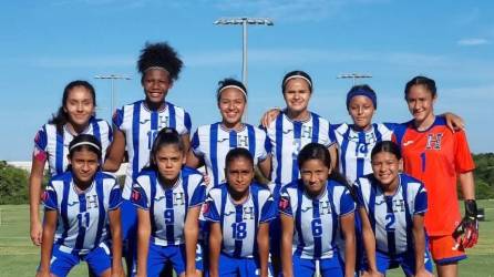 El 11 titular de la Sub Femenina Sub-15 de Honduras que goleó este día a Islas Vírgenes.