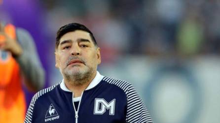 El director técnico de Gimnasia y Esgrima, Diego Maradona.