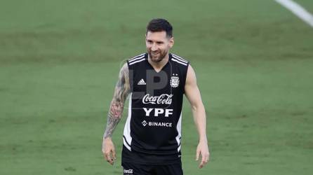 Lionel Messi en el último entrenamiento realizado por Argentina previo al duelo ante Honduras.