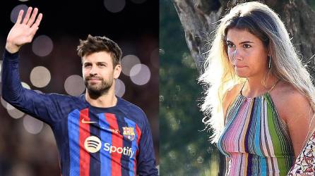 Gerard Piqué y Clara Chía Marti se mostraron muy felices y enamorados al finalizar el partido del Barcelona y el<b> </b>Almería.