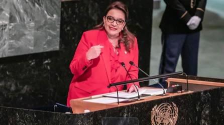 La presidenta de Honduras, Xiomara Castro, durante su discurso en la ONU en 2022.