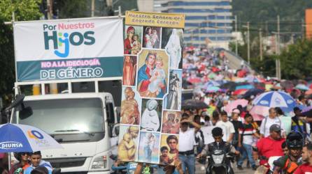 Foto de la movilización en Tegucigalpa contra la ideología de género.