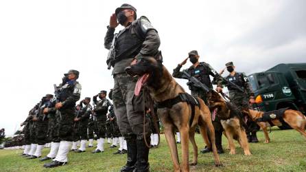 <b>Uno de los batallones de la Policía Militar durante los actos de celebración. Fotos: Y. Amaya</b>