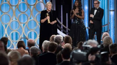 La actriz Glenn Close en su emotivo discurso en los Globos de Oro. Foto: EFE