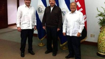 Los presidentes Juan Orlando Hernández, Daniel Ortega y Salvador Sánchez Cerén.