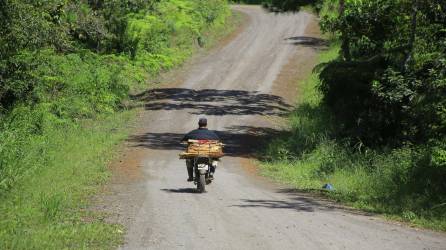 La vía que conecta a Quimistán y Omoa es transitada por los pobladores que viven en la montaña. FOTOS: Moisés Valenzuela.