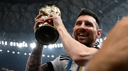 Lionel Messi y su felicidad tras ganar la Copa del Mundo en Qatar.