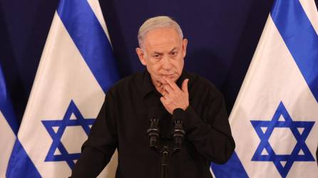 El primer ministro de Israel, Benjamin Netanyahu, durante una conferencia de prensa.