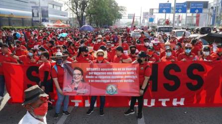 Marcha de los trabajadores 2022 en San Pedro Sula.