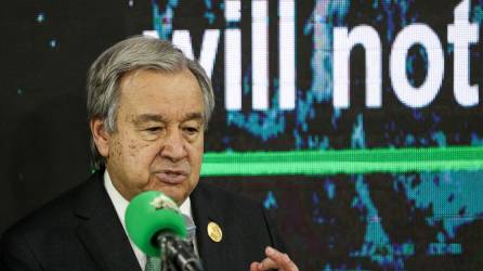 El secretario general de la ONU, Antonio Guterres, durante su discurso inaugural en la cumbre climática de la ONU.