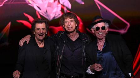 Ron Wood, Mick Jagger y Keith Richards de la legendaria banda británica Los Rolling Stones.