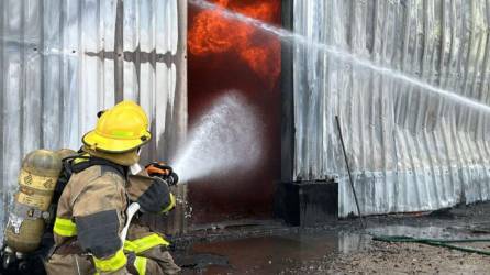 Bomberos tratan de sofocar el siniestro.