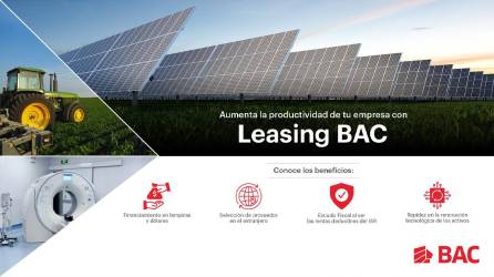 Con Leasing BAC, los clientes podrán adquirir una amplia gama de activos, como ser: vehículos, maquinaria y equipos para la industria y construcción, paneles solares, equipo médico, mobiliario de oficina, bodegas, entre otros.