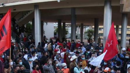 Foto de archivo de una manifestación de Libre en los bajos del Congreso Nacional.