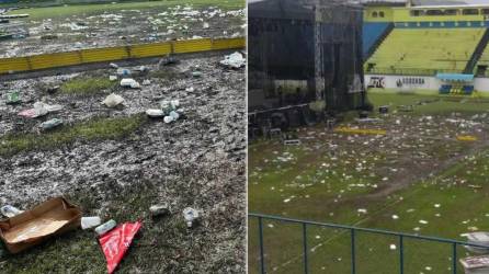 La cancha del estadio Juan Ramón Brevé Vargas de Juticalpa, Olancho, quedó en pésimas condiciones después de que se realizara un concierto de la banda mexicana Bronco.