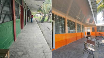 Antes y después: El centro educativo República de Chile ahora cuenta con techos nuevos, pisos y aceras mejoradas, entre otras mejoras.