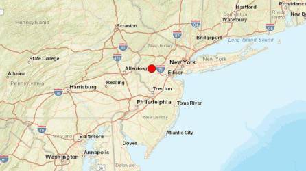 Epicentro del sismo de magnitud 4,8 en Nueva York y Nueva Jersey, en EEUU.