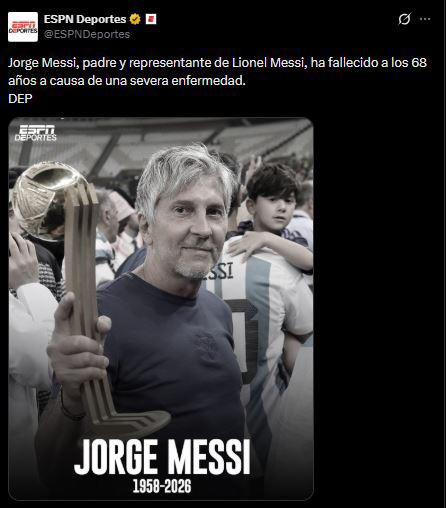Conmoción tras muerte de Jorge Messi: Barcelona-Real Madrid dejan mensajes a Leo