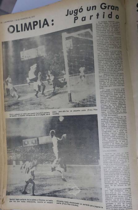 El Olimpia logró empatar 0-0 contra el Santos de Pelé en el estadio Nacional de Tegucigalpa.