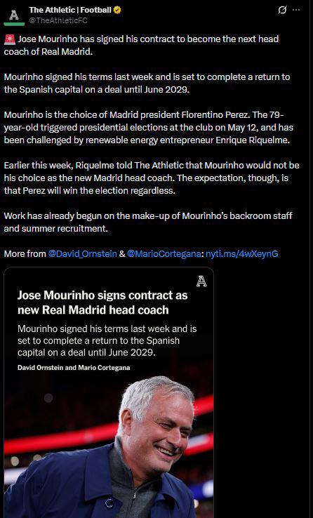 Mourinho firma con Real Madrid y revelan los fichajes que pide el técnico
