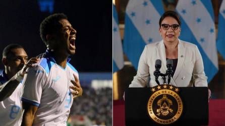 Collage que muestra el “El Choco” Lozano, capitán de la Selección Nacional, y Xiomara Castro, presidenta de Honduras.