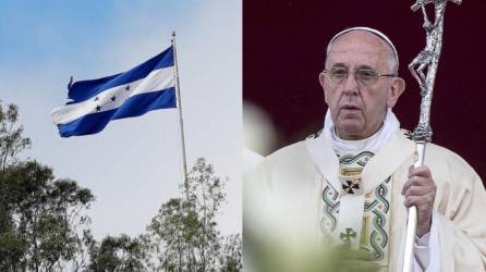 Collage del papa Francisco y la bandera nacional de Honduras.