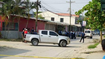 Escena del crimen en la colonia Santa Martha de San Pedro Sula.