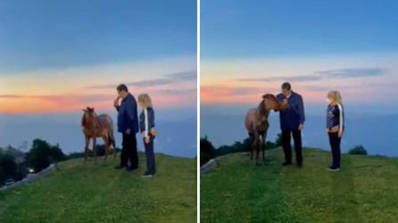 Maduro durante su conversación con un caballo en un evento para homenajear a Hugo Chávez.