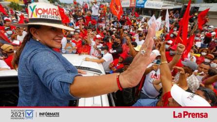Xiomara Castro, candidata presidencial de la coalición política entre el Partido Libre, PSH y PINU-SD.