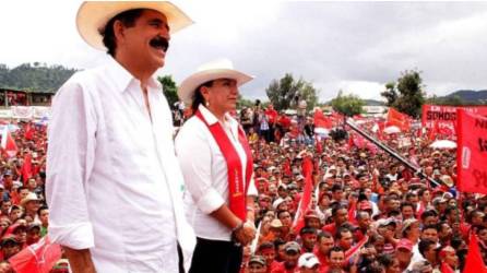 Manuel Zelaya Rosales y Xiomara Castro, figuras representativas de Libre. Imagen de archivo.