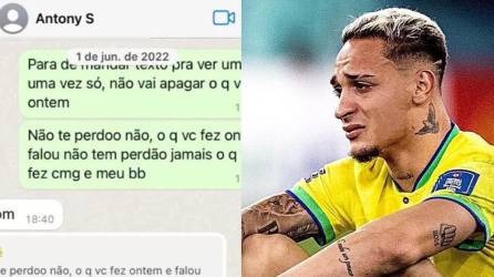 El futbolista brasileño Antony, del Manchester United, es investigado por la Policía en su país por supuestamente haber proferido amenazas y haber agredido a una expareja. Se filtraron mensajes de Whatsapp y fotografías.