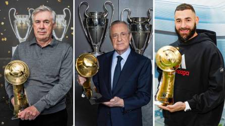 Carlo Ancelotti, Florentino Pérez y Karim Benzema fueron galardonados en los premios Globe Soccer Awards.