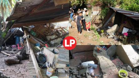 Dos niños murieron la noche de ayer jueves luego de que el muro de su vivienda colapsara producto de las fuertes lluvias suscitadas en las últimas horas en Villanueva, Cortés, zona norte de Honduras. Fotografías: La Prensa / José Cantarero.
