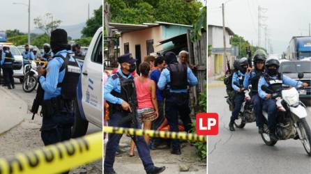 Cuatro individuos que andaban puestos chalecos antibalas con el logotipo de la Policía asesinaron ayer a dos pintores de carros en un taller ubicado en la colonia Esquipulas Uno, sector noreste de San Pedro Sula.