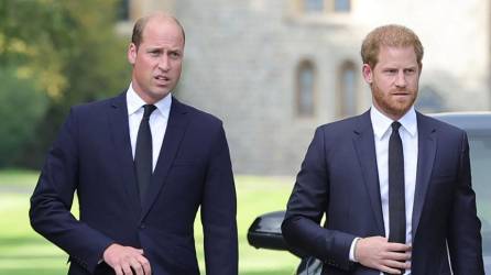 El príncipe William, heredero al trono, y su hermano menor, Harry, durante el funeral de la reina Isabel II.