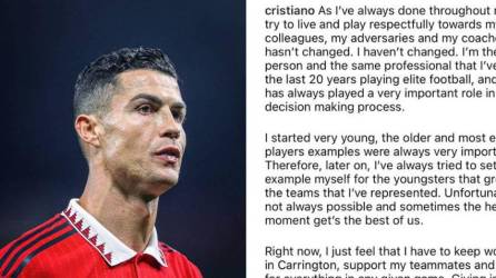 Cristiano Ronaldo emitió un comunicado en Instagram para responder al castigo del Manchester United.