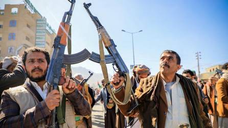 Los rebeldes hutíes en Yemen.. Imagen: AFP
