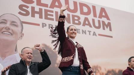 La candidata presidencial del oficialismo, Claudia Sheinbaum, durante un acto de campaña en el municipio de Nuevo Laredo, en Tamaulipas,