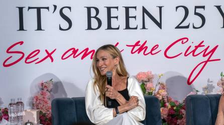 La protagonista de la serie Sex and the City (Sexo en la ciudad en Hispanoamérica, Sarah Jessica Parker (SJP), habla durante un evento de presentación de la muestra Sex and the City: 25 years , en el barrio del Soho en Nueva York (EEUU).