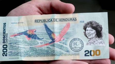 Billete de 200 lempiras con la imagen de Berta Cáceres.