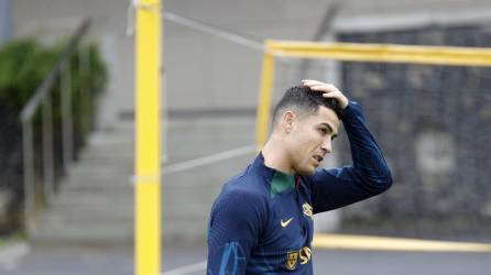 Cristiano Ronaldo durante los entrenamientos con Portugal.