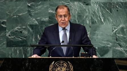 El jefe de la diplomacia rusa, Serguéi Lavrov, en la Asemblea General de la ONU. EFE/EPA/Peter Foley