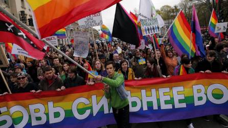 Imagen de archivo de activistas LGTBI en San Petersburgo (Rusia).