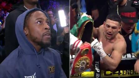 Teófimo López y Keyshawn Davis se encararon después del triunfo del hondureño contra Jamaine Ortiz.