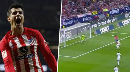 Morata anotó de cabeza en el partido entre el Atlético de Madrid y el Real Madrid.